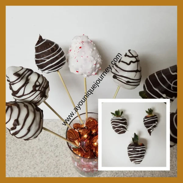 Chocolate Covered Strawberries with two different designs.