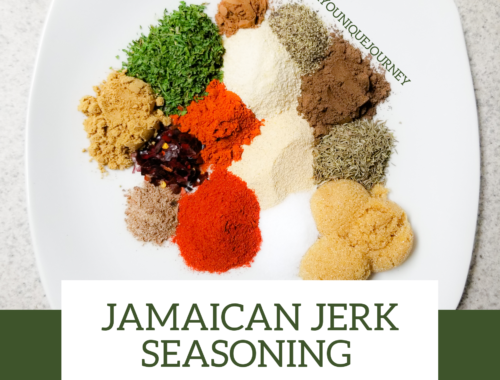 All the herbs and spices that makes up the jamaican jerk seasoning