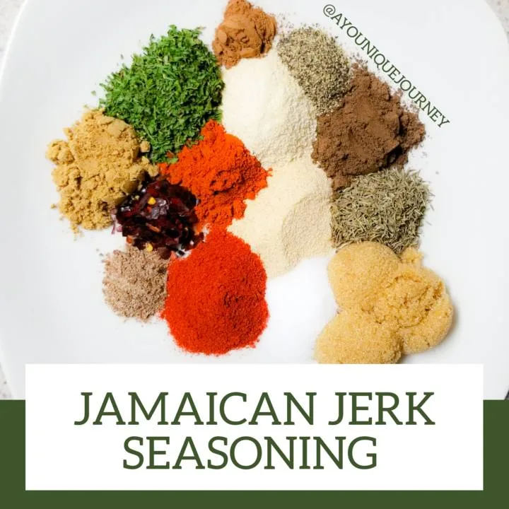 All the herbs and spices that makes up the jamaican jerk seasoning