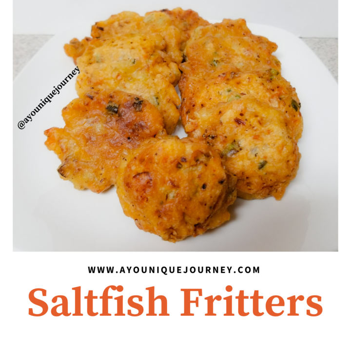 Some flavorful Saltfish Fritters on a plate.