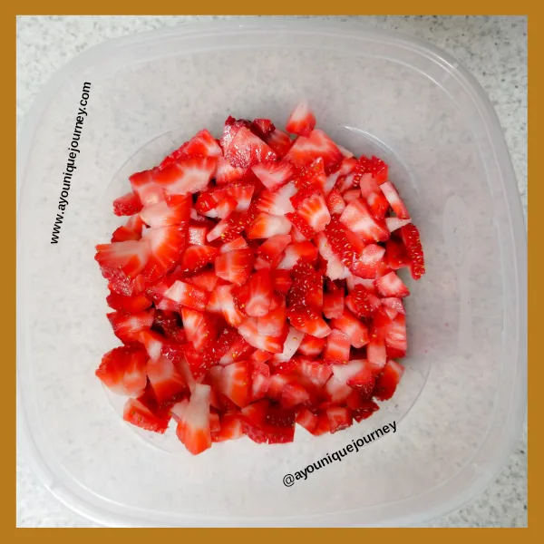 Diced strawberries.