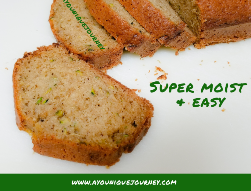 Zucchini Bread slices showing the grated zucchinis after baking.