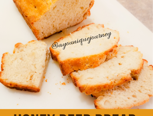 Slicing up the Honey Beer Bread on a white cutting board.