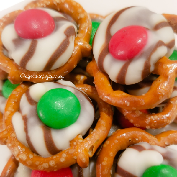 Christmas Pretzel Treat after the Hershey's Hugs are hard.