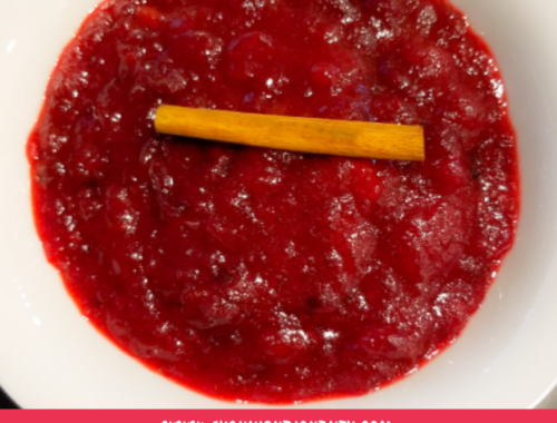 Cranberry Sauce in a white Bowl ready to be served.