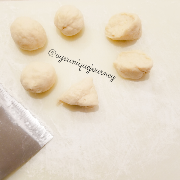 Cut the dough into six pieces to make Dumplings.