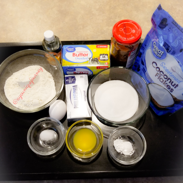 All the ingredients to make the Jeweled Coconut Drops.