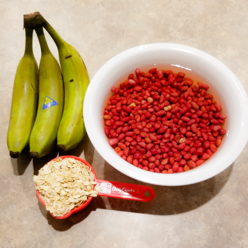 The 3 main ingredients to make Jamaican Peanut Porridge.