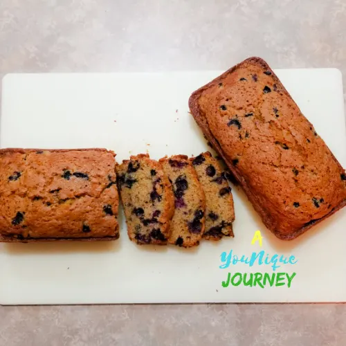 Two loaves of Blueberry Zucchini Bread.