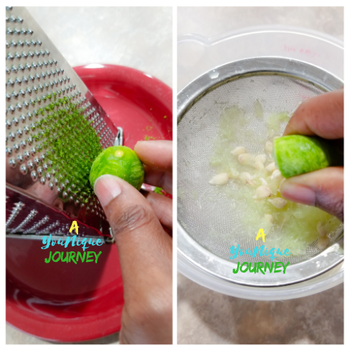 Zesting and juicing the key limes.