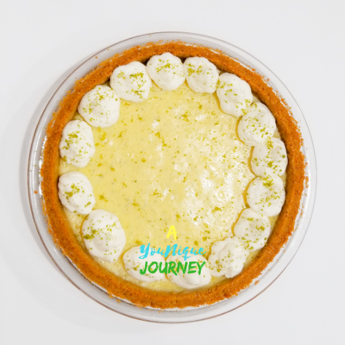 Key Lime Pie with lime zest on the top.
