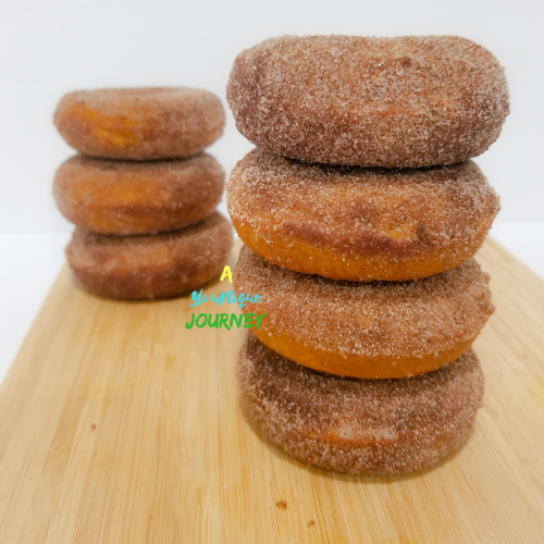 Baked Pumpkin Donuts with cinnamon sugar coating.