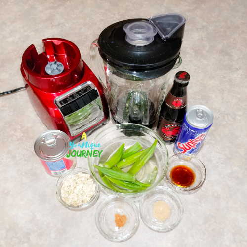 All ingredients to make Okra Punch.