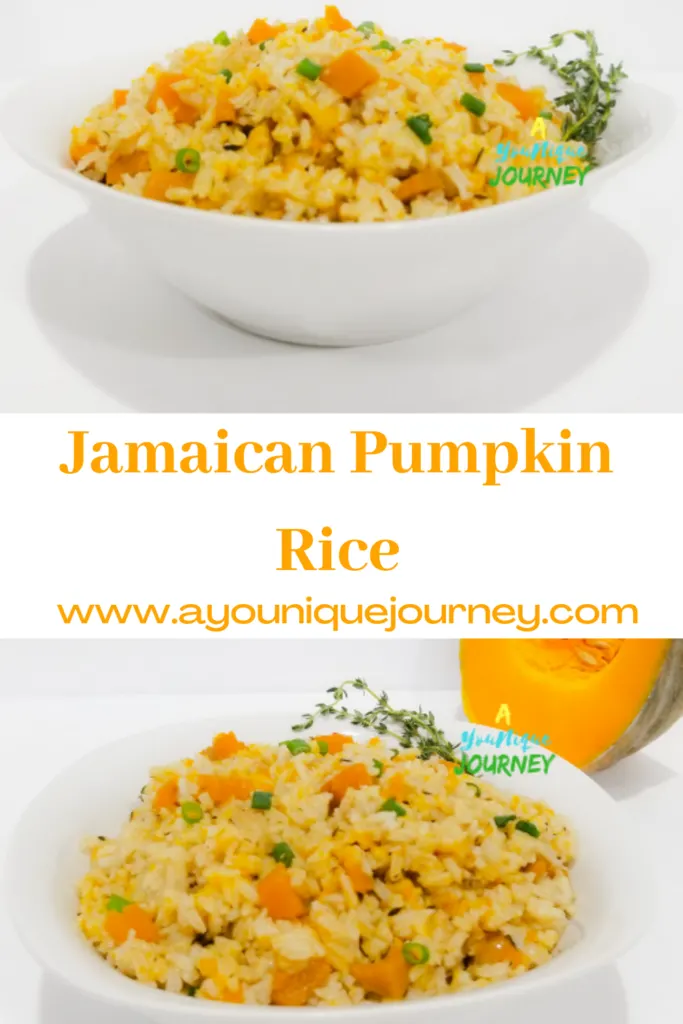 Pinterest Image for Jamaican Pumpkin Rice Recipe.