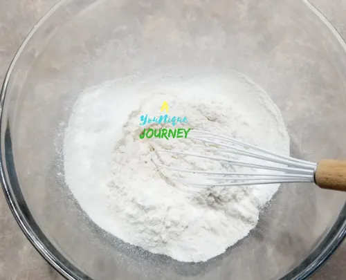 Whisking the dry ingredients.