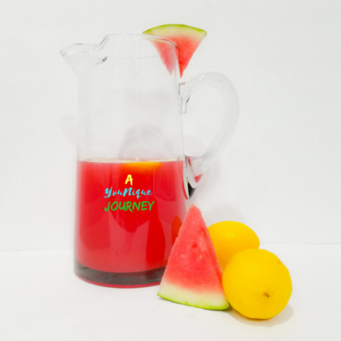 Watermelon Lemonade Recipe in a large pitcher.